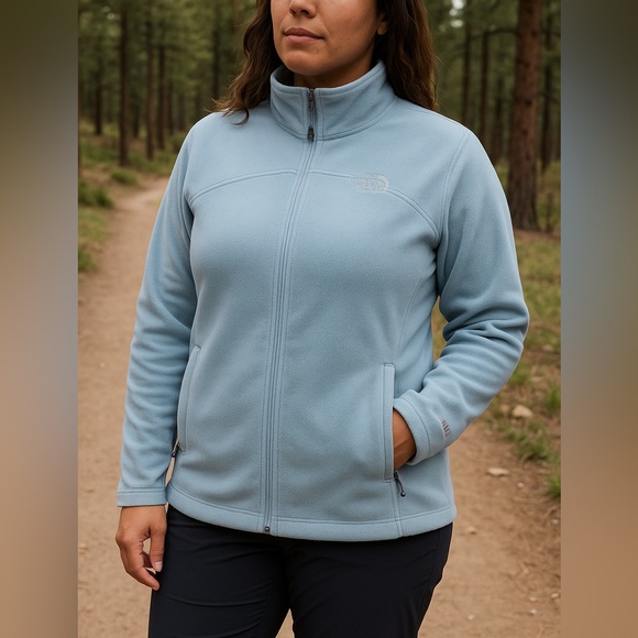 The North Face WindWall Fleece Jacket Womens Large Light Blue Full Zip - Picture 1 of 8